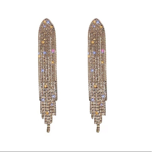 18K gold plated shiny diamonds earrings - Picture 2 of 4
